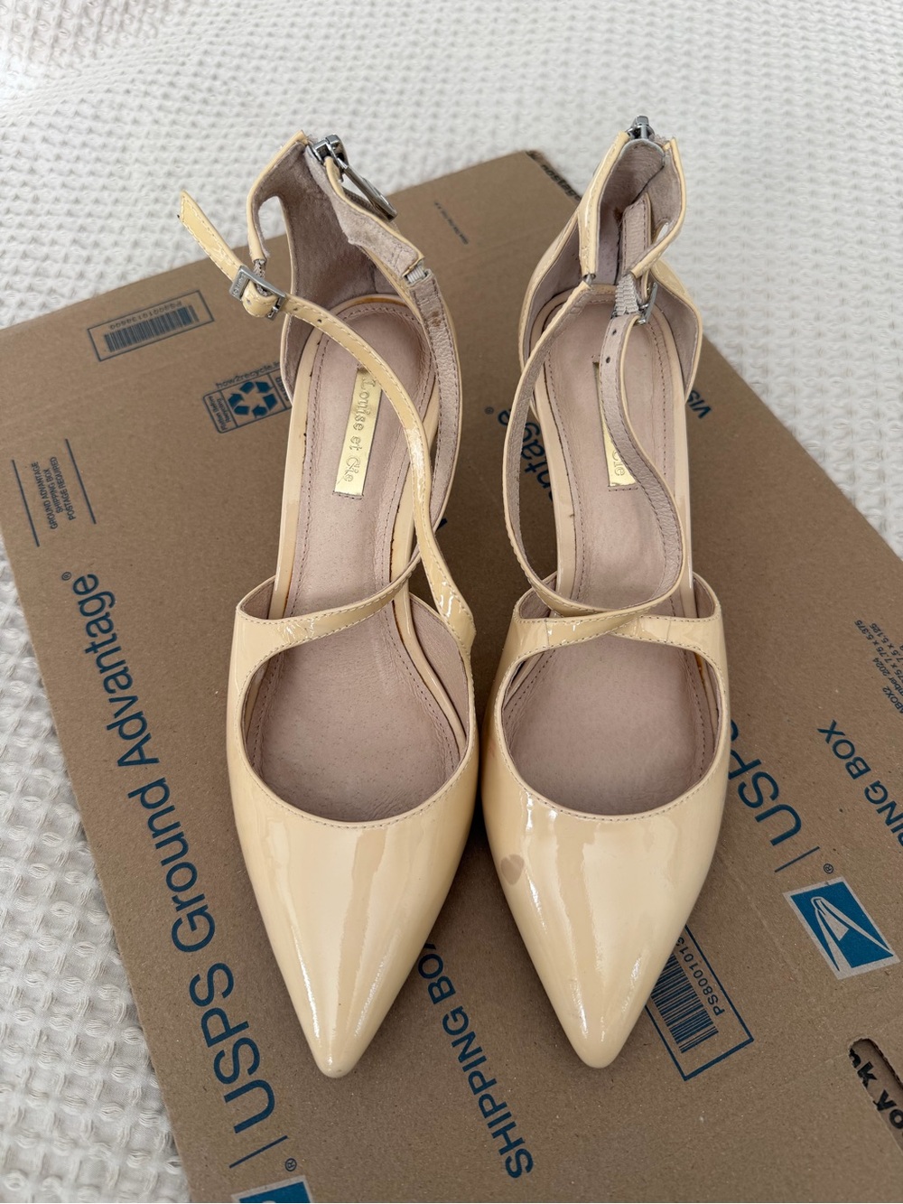 Louise et Cie Beige Pointed-Toe Ankle Strap Pumps(1)